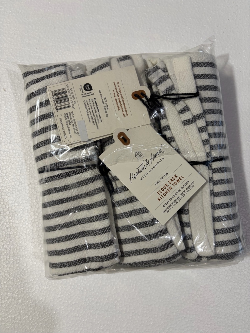 Black & White Striped Kitchen Towels - Set of 3